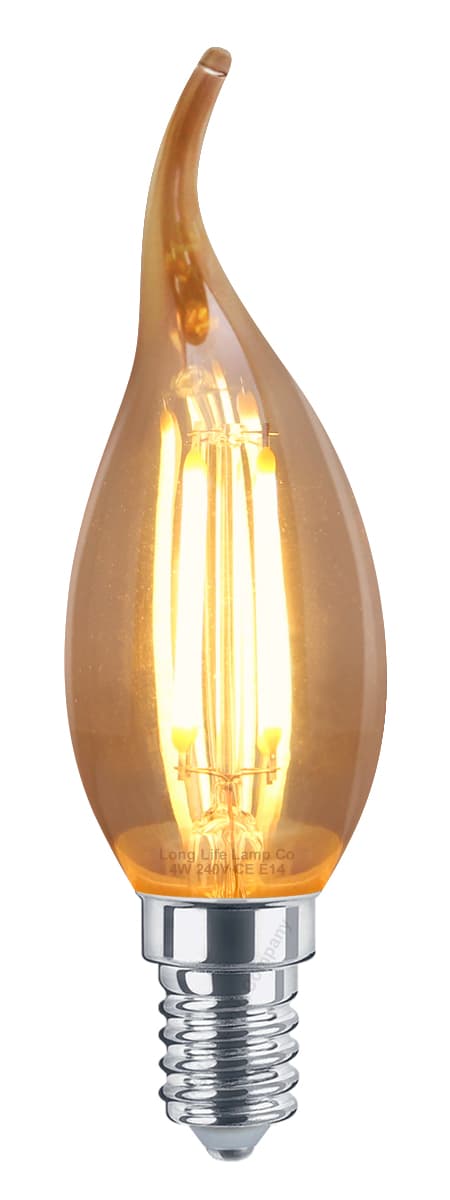 Retro Vintage LED 4w Candle Bulb Smoked Gold Glass E14 Small Edison Screw