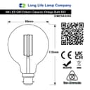 Retro Vintage LED 4w Globe Edison Style Filament Bulb Smoked Gold Glass G95 B22 