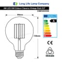Retro Vintage LED 6w Dimmable Globe Smoked Gold Glass G95 E27 