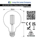 Retro Vintage LED 4w Globe Edison Style Filament Bulb Smoked Gold Glass G95 E27 Edison Screw