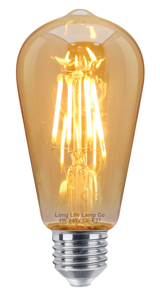 Retro Vintage LED 4w Squirrel Cage Edison Style Filament Bulb Smoked Gold Glass ST58 E27 Edison Screw
