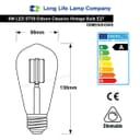 Retro Vintage LED 6w Dimmable Squirrel Cage Bulb Smoked Gold Glass ST58 E27