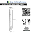 Retro Vintage LED 4w Test Tube Edison Style Filament Bulb Smoked Gold Glass T30 B22