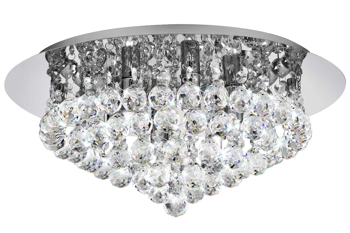 Modern Elegant Round Crystal Chandelier Reflective Silver Base 