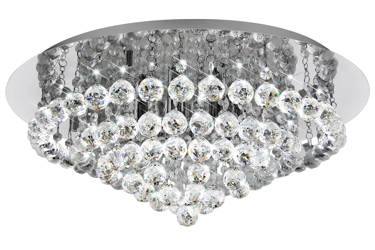 Modern Decor Round Crystal Chandelier Ceiling Light Reflective Silver Base 