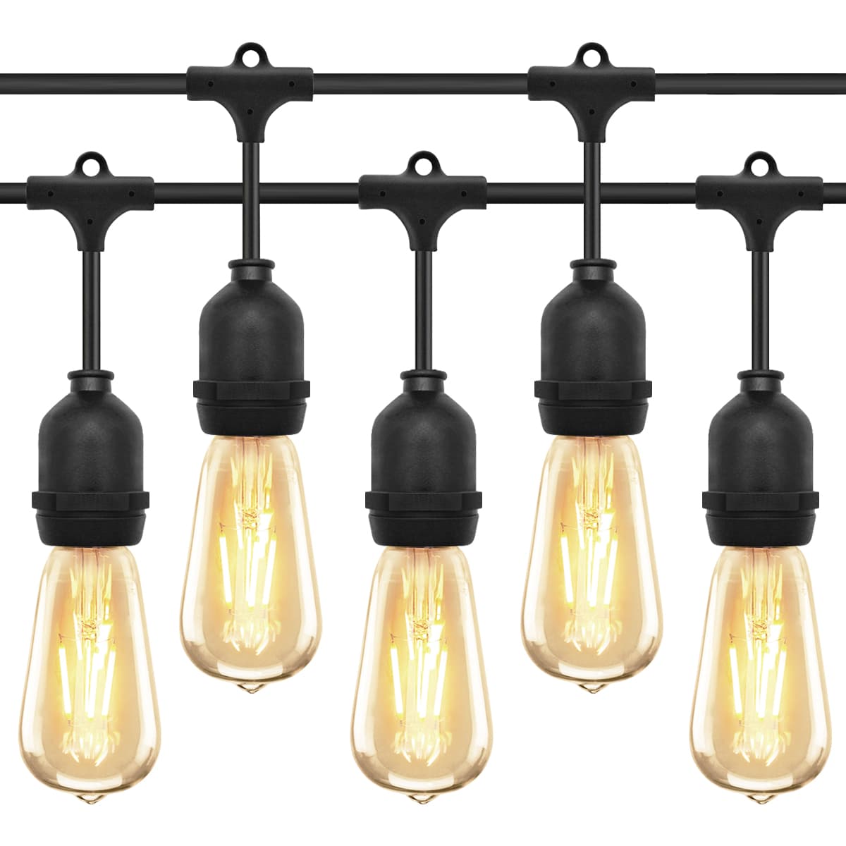 10 metre Outdoor String Light Bulb Holders 10 Lamp Weatherproof Festoon Light Fittings 