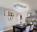 Rectangular Modern Crystal Ceiling Chandelier Droplet Effect Reflective Mirror Base