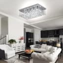Rectangular Modern Crystal Ceiling Chandelier Droplet Effect Reflective Mirror Base