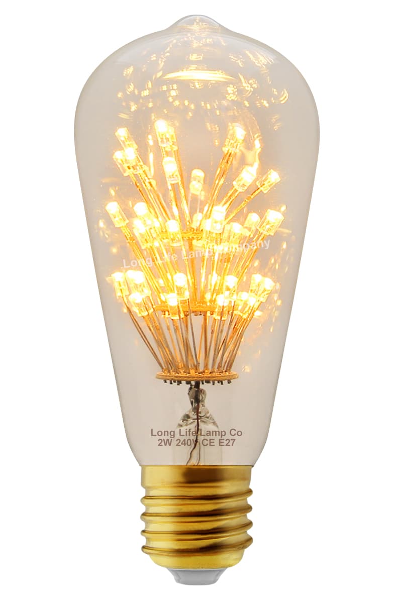 2w Vintage LED Squirrel Cage Light Bulb E27 Clear Glass Tree Filament ST58