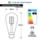 4w Blue LED Vintage Filament Light Bulb B22 Clear Glass ST58 Ambient Lighting 