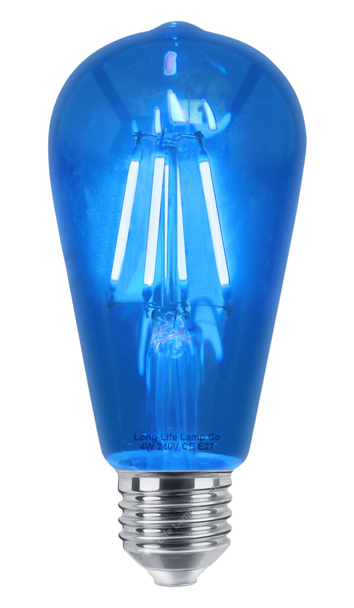 4w Blue LED Vintage Filament Light Bulb E27 Clear Glass ST58 Ambient Lighting