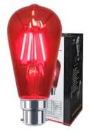4w Red LED Vintage Filament Light Bulb B22 Clear Glass ST58 Ambient Lighting 