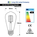 4w Red LED Vintage Filament Light Bulb E27 Clear Glass ST58 Ambient Lighting 