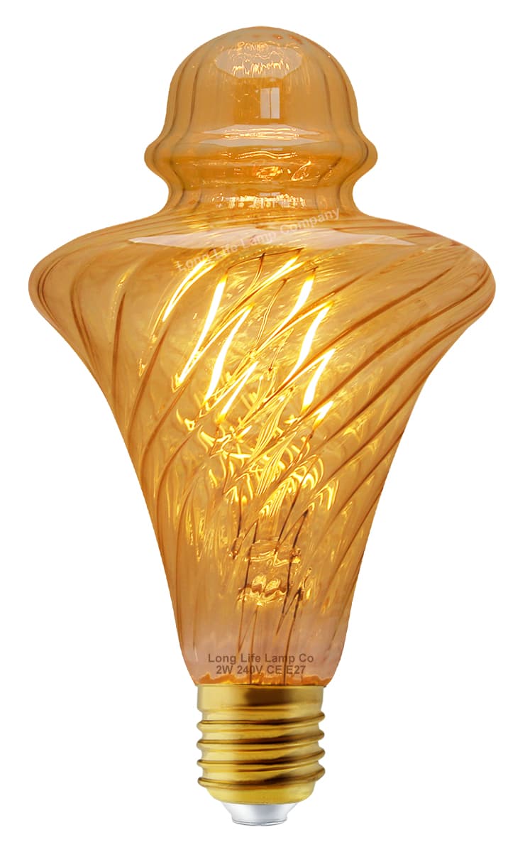 Imperial Vintage LED 2w Filament Light Bulb Swirling Gold Glass E27 Stunning Look Twist Cone 