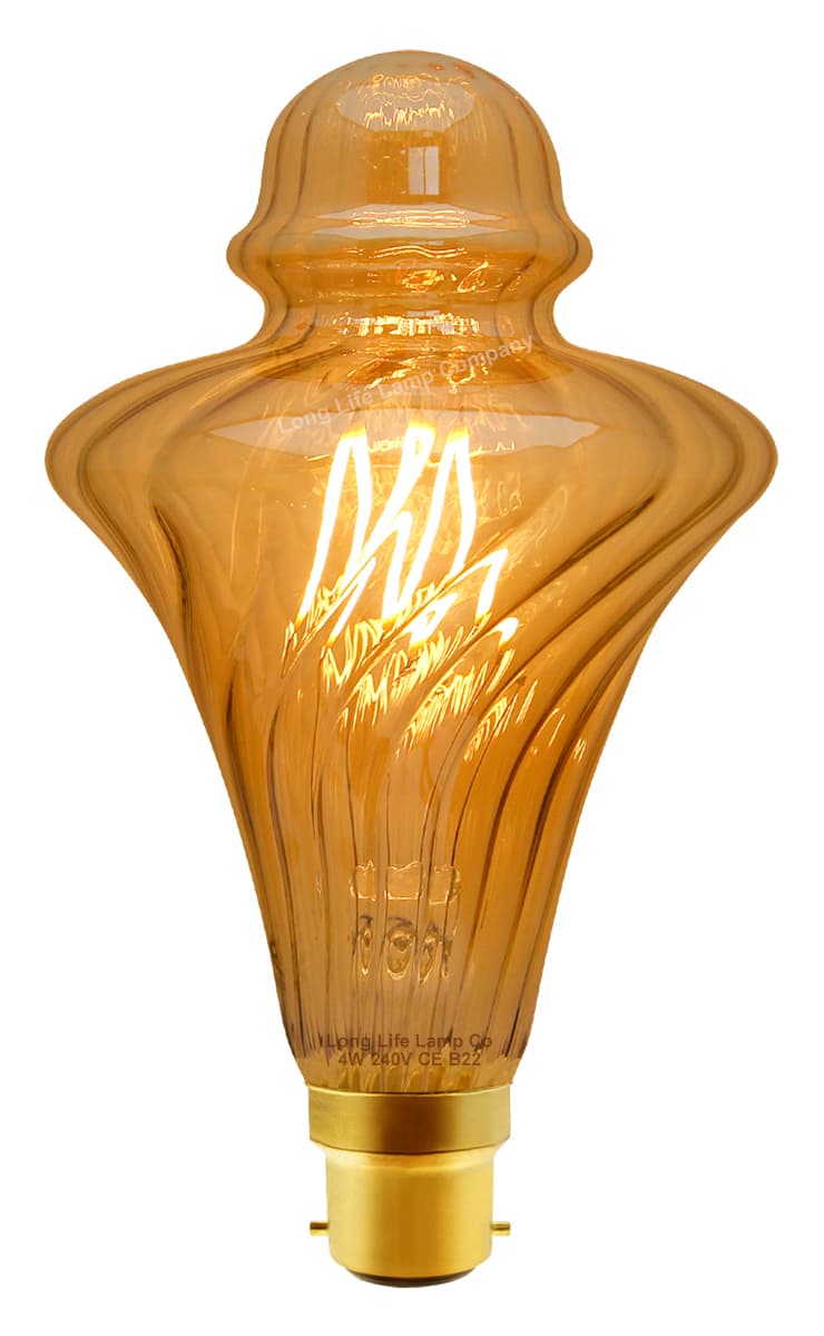 4w LED Vintage Filament Light Bulb B22 Swirling Gold Glass 