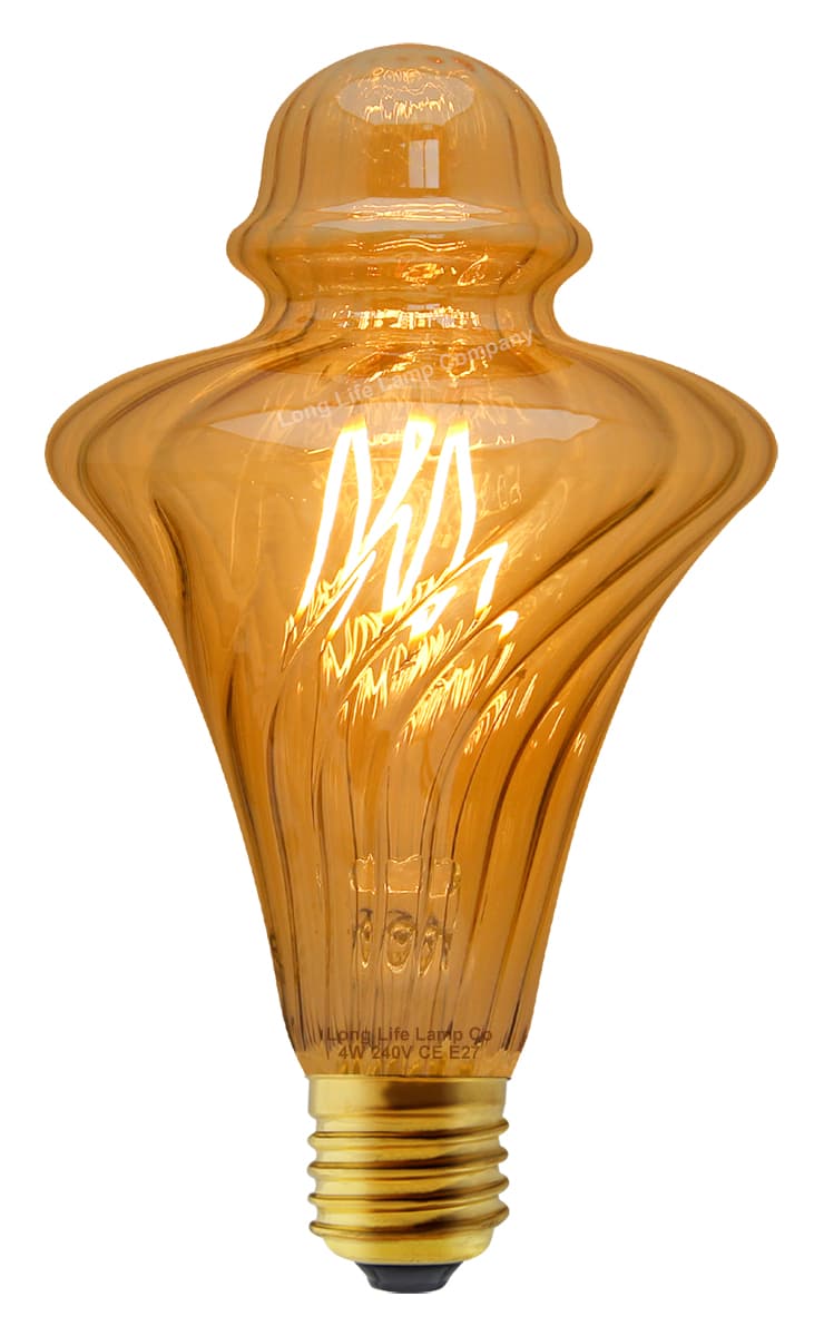 4w LED Imperial Vintage Filament Light Bulb E27 Swirling Gold Glass 
